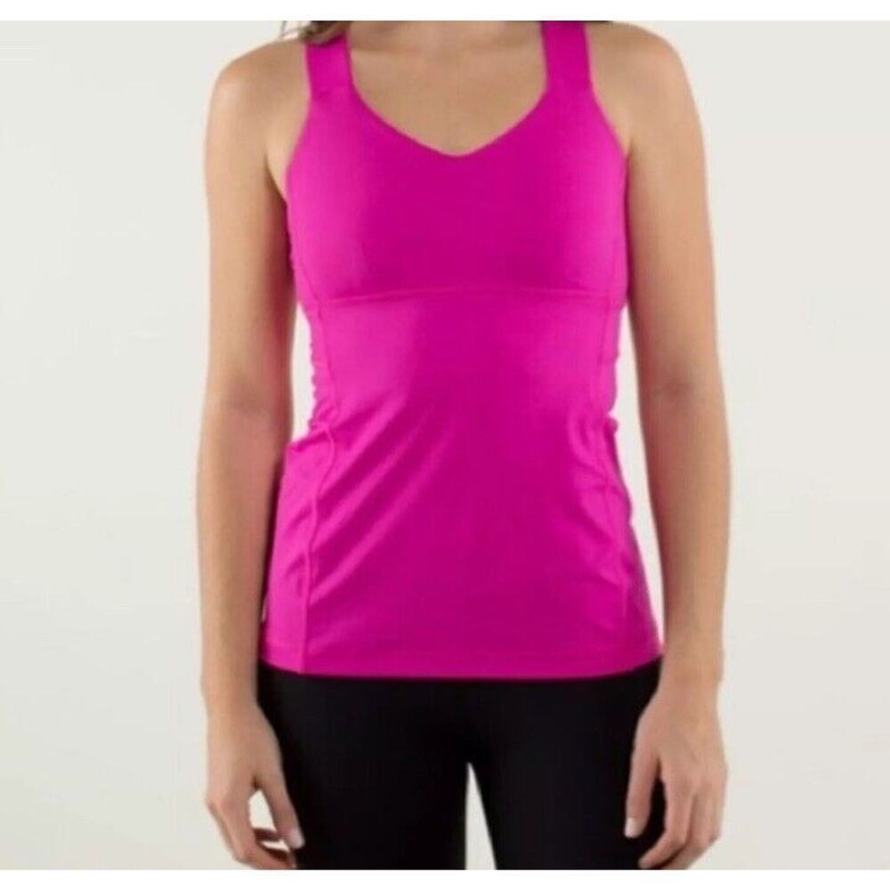 Lululemon Push Ur Limits Tank in Paris Perfection HOT PINK Size 6 Pads Included